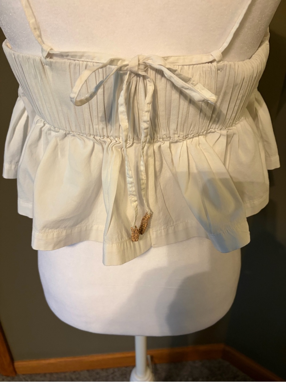 Free People Cream Ruffle-Hem Spaghetti Strap Cami - Picture 5 of 6